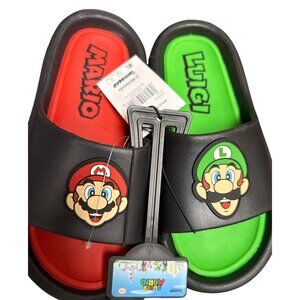 Mario & Luigi Comfort Slide Sandals Youth Size 4 By Ground Up